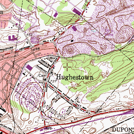 Topographic Map of Borough of Hughestown, PA