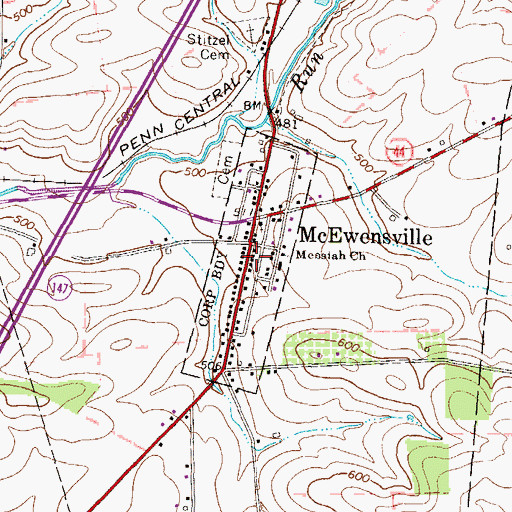 Topographic Map of Borough of McEwensville, PA