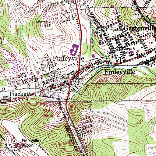 Topographic Map of Borough of Finleyville, PA