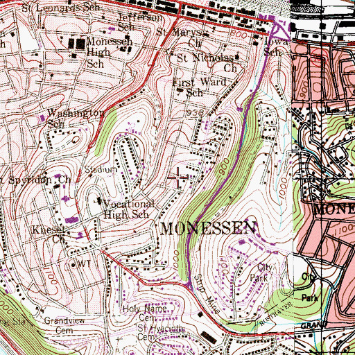 Topographic Map of City of Monessen, PA