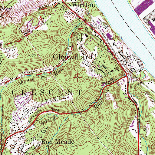 Topographic Map of Township of Crescent, PA
