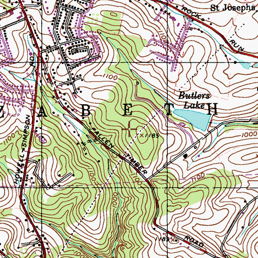 Topographic Map of Township of Elizabeth, PA