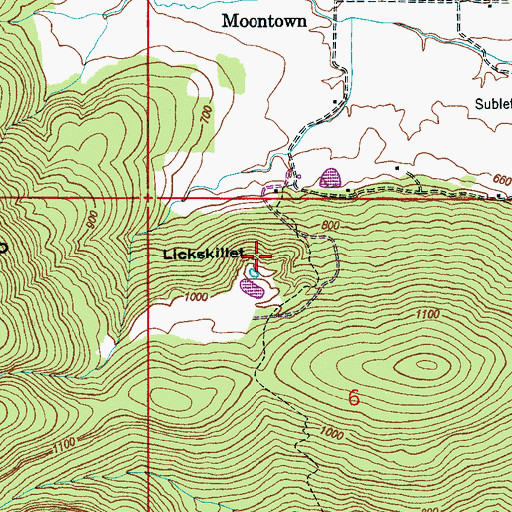 Topographic Map of Lickskillet, AL