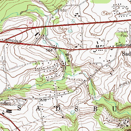 Topographic Map of Township of Sadsbury, PA