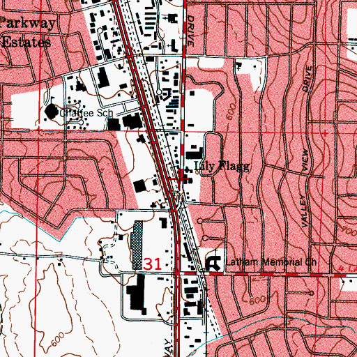 Topographic Map of Lily Flagg, AL