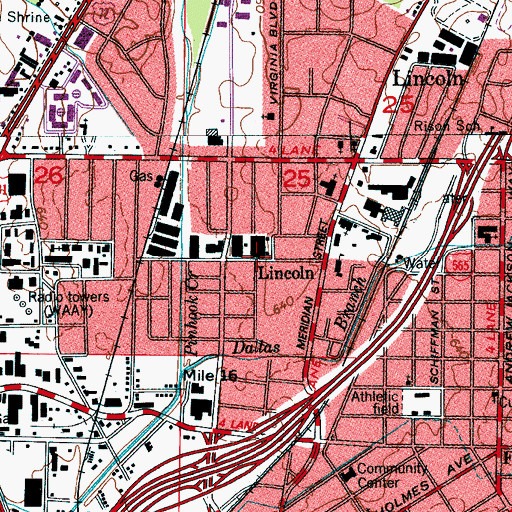 Topographic Map of Lincoln, AL