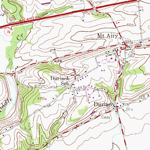 Topographic Map of Township of Clay, PA