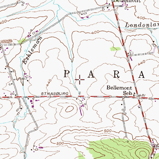 Topographic Map of Township of Paradise, PA
