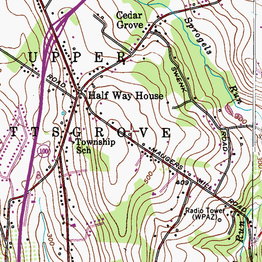 Topographic Map of Township of Upper Pottsgrove, PA