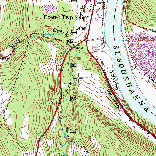 Topographic Map of Township of Exeter, PA