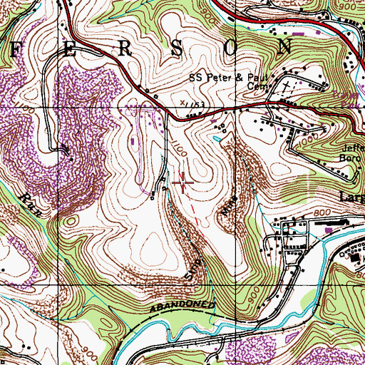 Topographic Map of Borough of Jefferson Hills, PA