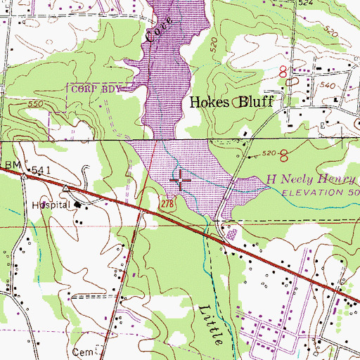 Topographic Map of Little Cove Creek, AL