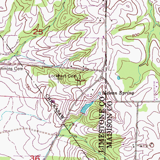 Topographic Map of Lockhart Cemetery, AL
