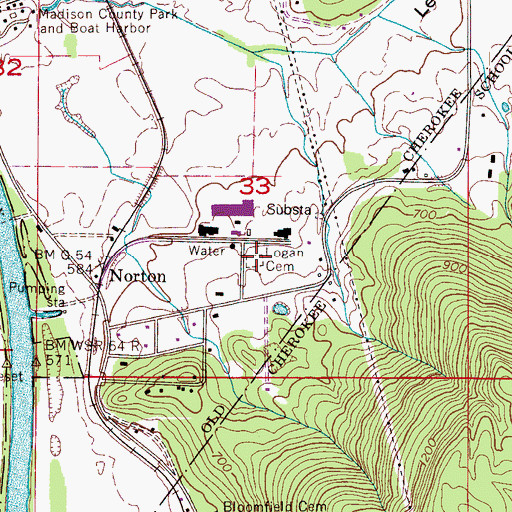 Topographic Map of Logan Cemetery, AL