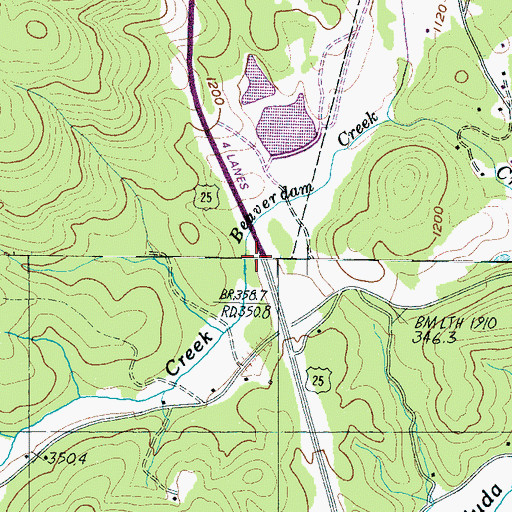 Topographic Map of Beaverdam Creek, SC
