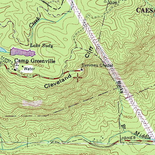 Topographic Map of Cleveland Cliff, SC