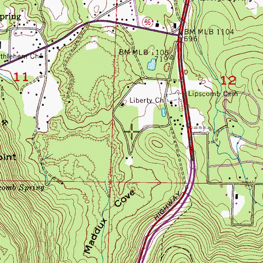 Topographic Map of Maddux Cove, AL
