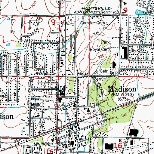 Topographic Map of Madison, AL