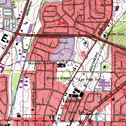 Topographic Map of Madison Academy, AL