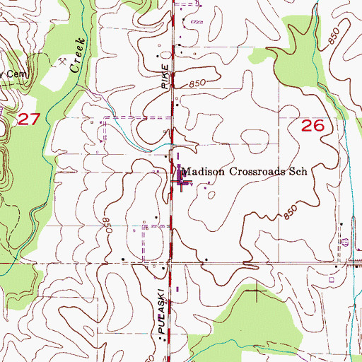 Topographic Map of Madison Crossroads Junior High School, AL