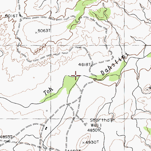 Topographic Map of Teec Nos Pos Wash, AZ