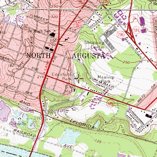 Topographic Map of Edenfield Park, SC