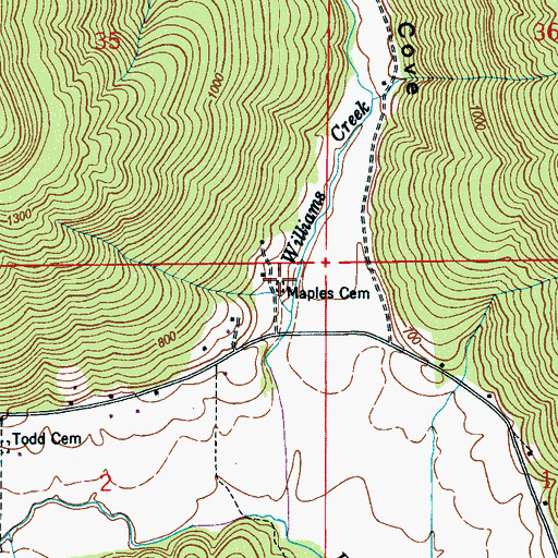 Topographic Map of Maples Cemetery, AL