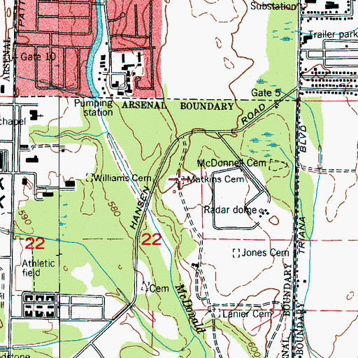 Topographic Map of Matkins Cemetery, AL