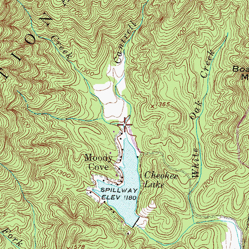 Topographic Map of Moody Creek, SC