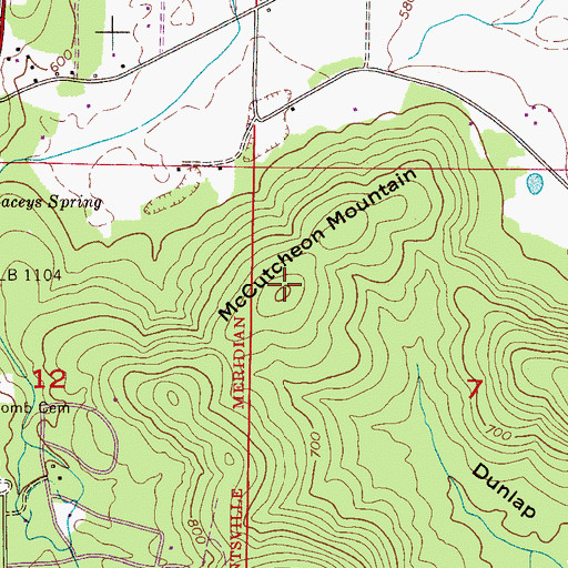 Topographic Map of McCutcheon Mountain, AL