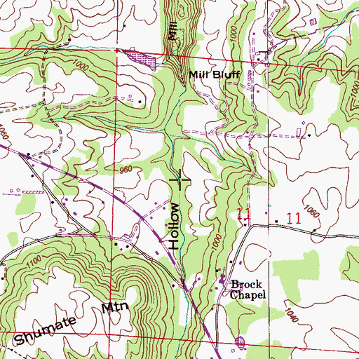 Topographic Map of Mead Hollow, AL
