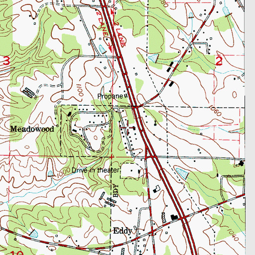Topographic Map of Meadowood, AL