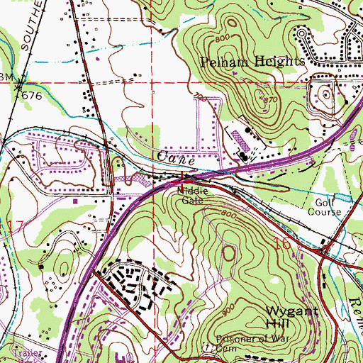 Topographic Map of Middle Gate, AL