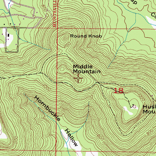 Topographic Map of Middle Mountain, AL