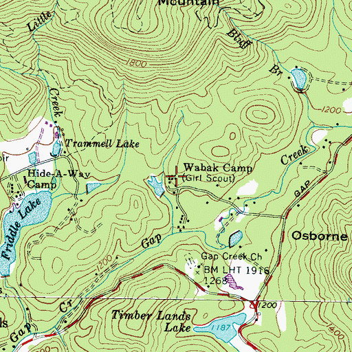 Topographic Map of Wabak Camp, SC