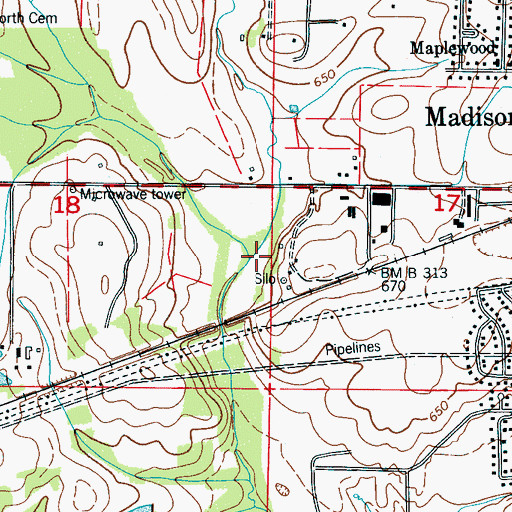 Topographic Map of Mill Creek, AL