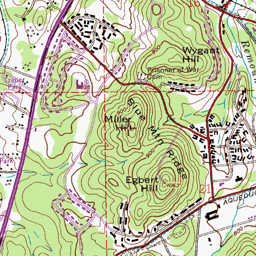 Topographic Map of Miller Hill, AL