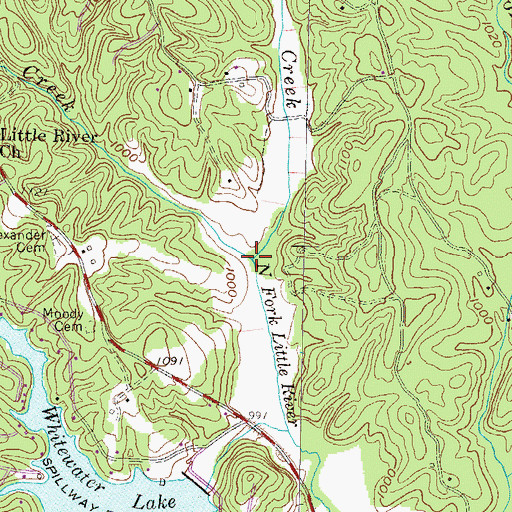 Topographic Map of Burgess Creek, SC