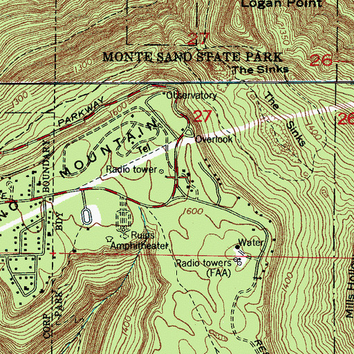 Topographic Map of Monte Sano Mountain, AL