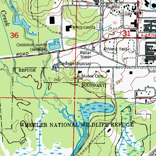 Topographic Map of Moore Cemetery, AL