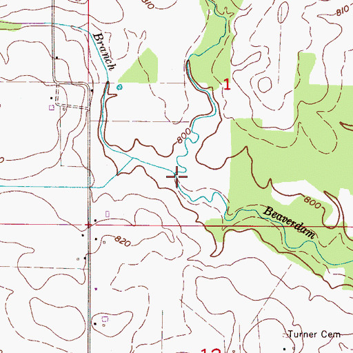 Topographic Map of Morris Branch, AL