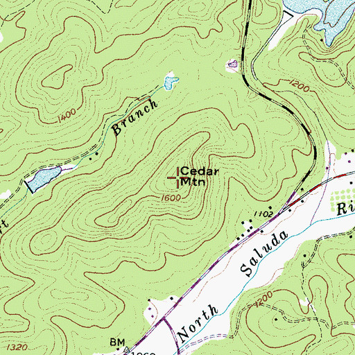 Topographic Map of Cedar Mountain, SC