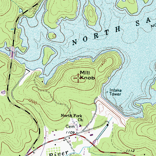 Topographic Map of Mill Knob, SC