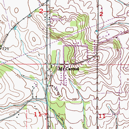 Topographic Map of Mount Carmel, AL