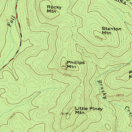 Topographic Map of Phillips Mountain, SC