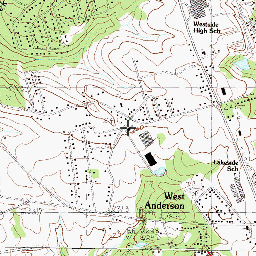 Topographic Map of Temple Baptist Church, SC
