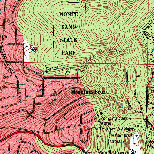 Topographic Map of Mountain Brook, AL