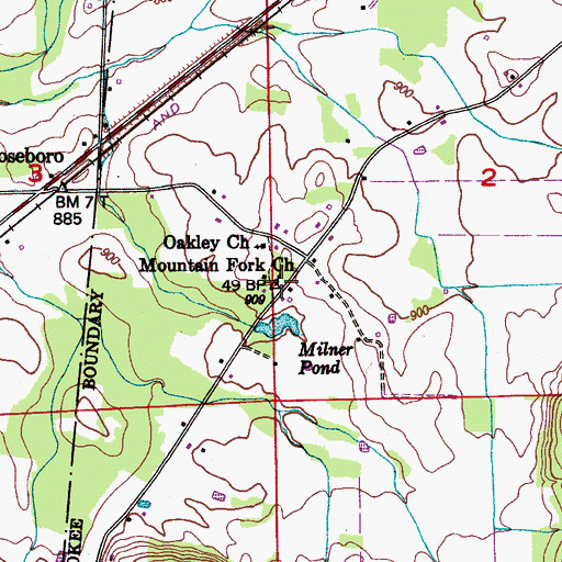 Topographic Map of Mountain Fork Church, AL