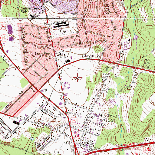 Topographic Map of Brigham Woods, SC