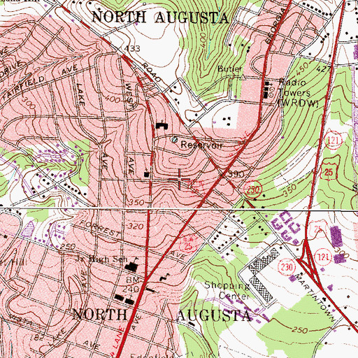 Topographic Map of Georgia Avenue-Butler Avenue Historic District, SC